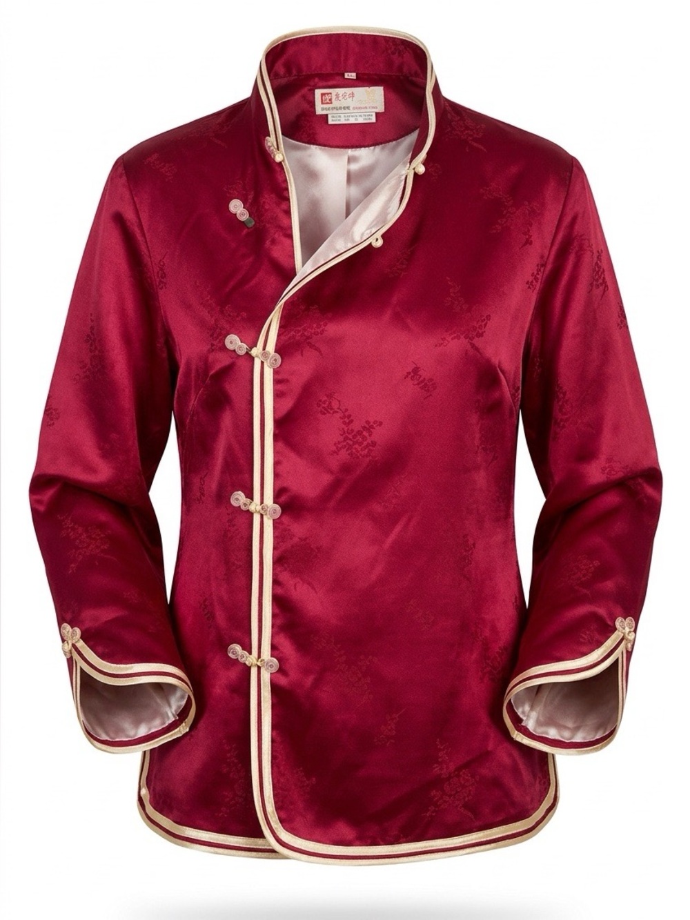 Elegant Vintage Red Satin Women's Tunic Top